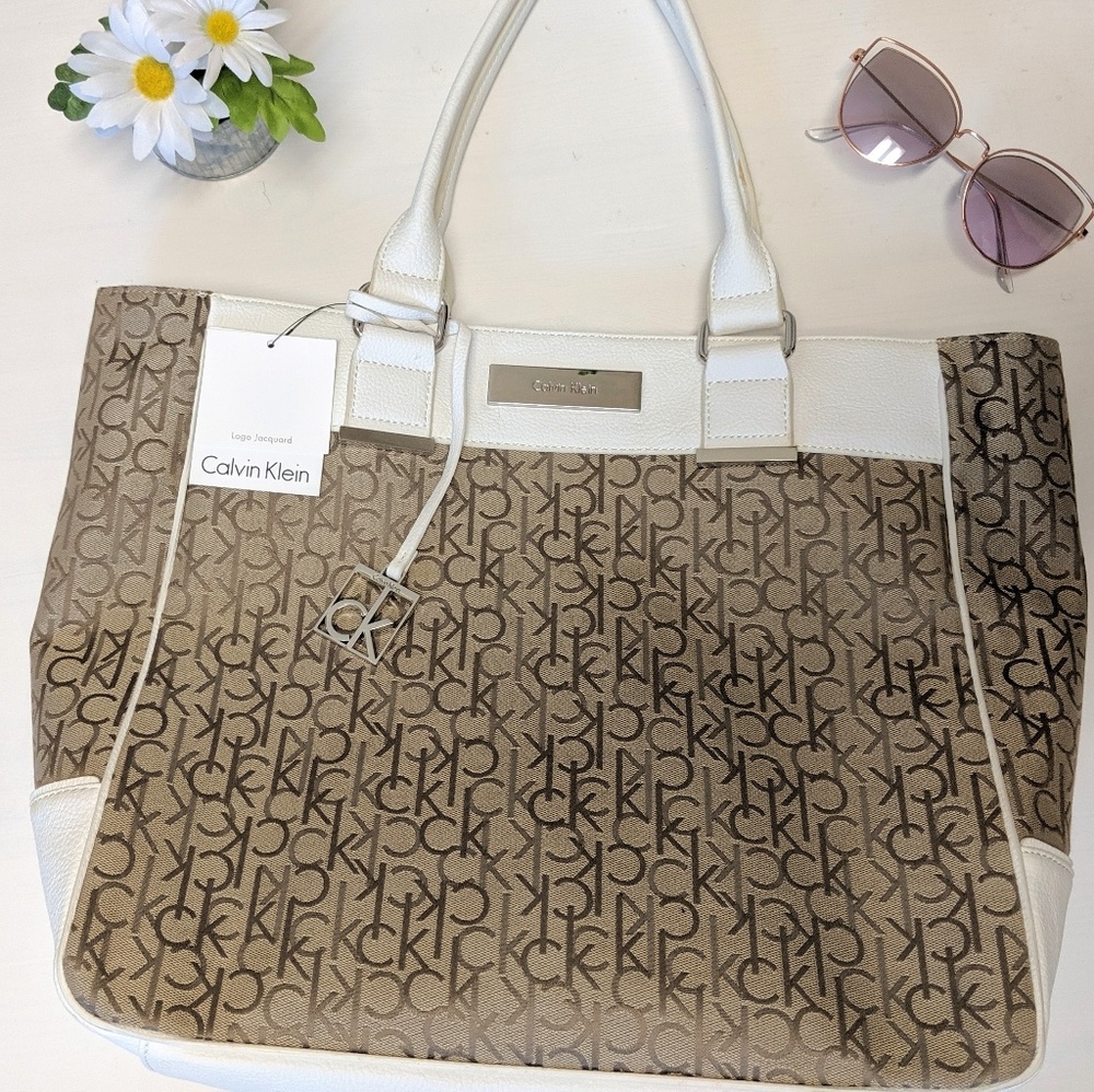 Calvin Klein Tote - Tan & White